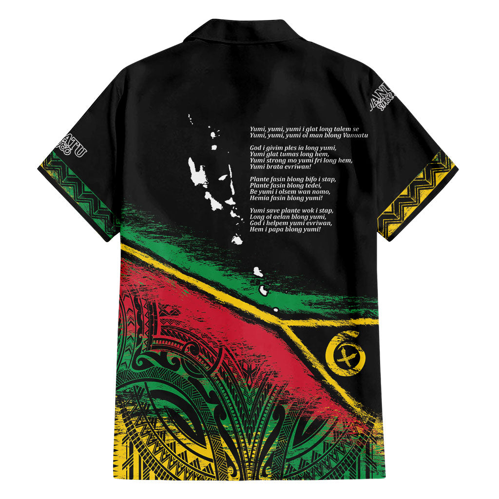 Vanuatu 46th Year Anniversary Family Matching Mermaid Dress and Hawaiian Shirt Vintage Grunge Vanuatu Flag Heritage