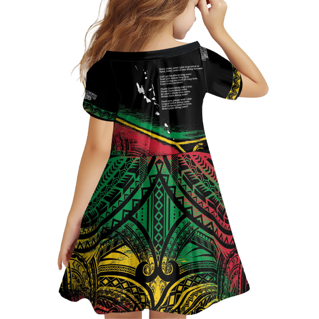 Vanuatu 46th Year Anniversary Family Matching Short Sleeve Bodycon Dress and Hawaiian Shirt Vintage Grunge Vanuatu Flag Heritage