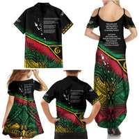 Vanuatu 46th Year Anniversary Family Matching Summer Maxi Dress and Hawaiian Shirt Vintage Grunge Vanuatu Flag Heritage