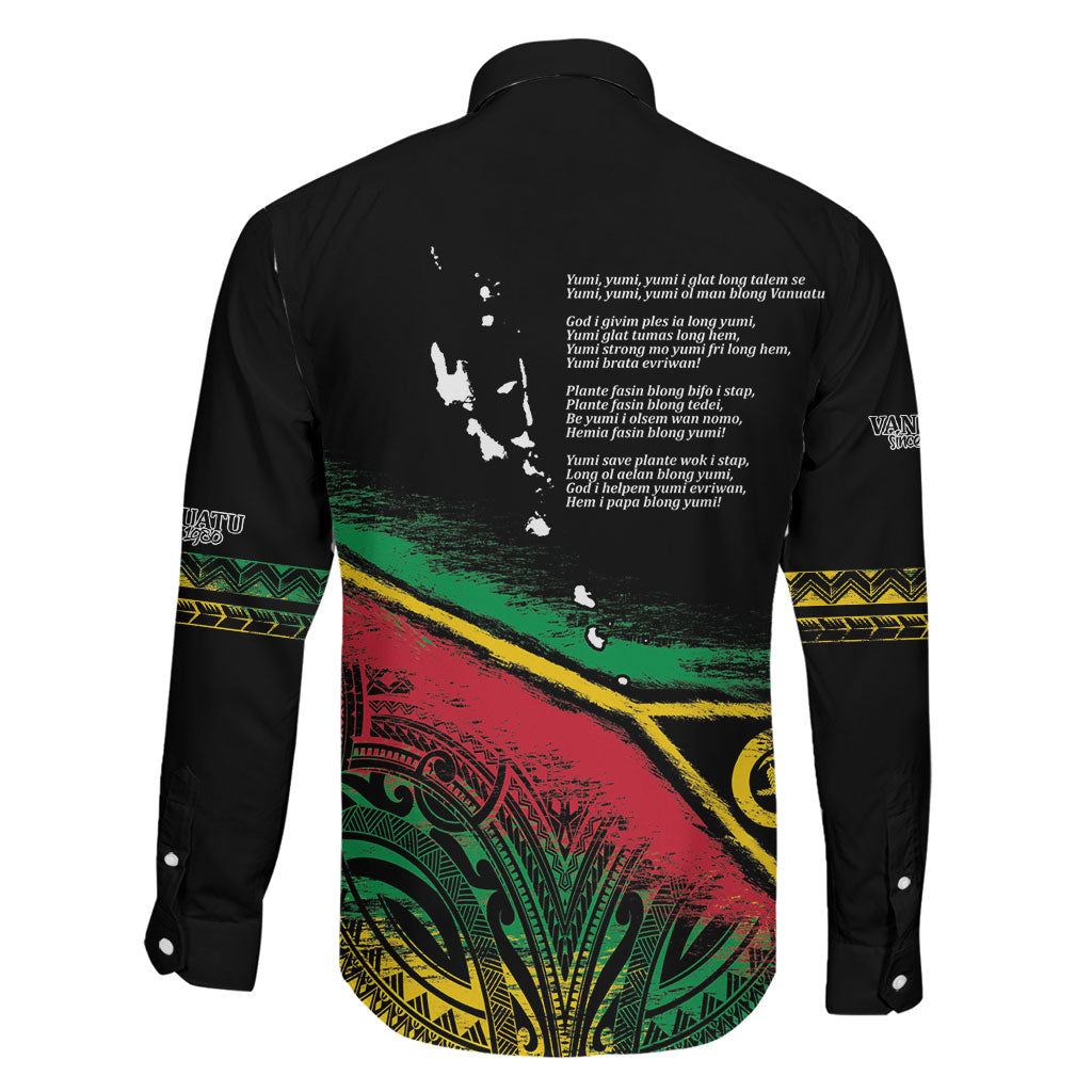 Vanuatu 46th Year Anniversary Family Matching Summer Maxi Dress and Hawaiian Shirt Vintage Grunge Vanuatu Flag Heritage