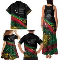 Vanuatu 46th Year Anniversary Family Matching Tank Maxi Dress and Hawaiian Shirt Vintage Grunge Vanuatu Flag Heritage