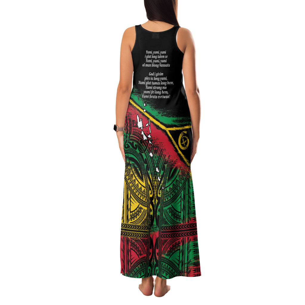 Vanuatu 46th Year Anniversary Family Matching Tank Maxi Dress and Hawaiian Shirt Vintage Grunge Vanuatu Flag Heritage