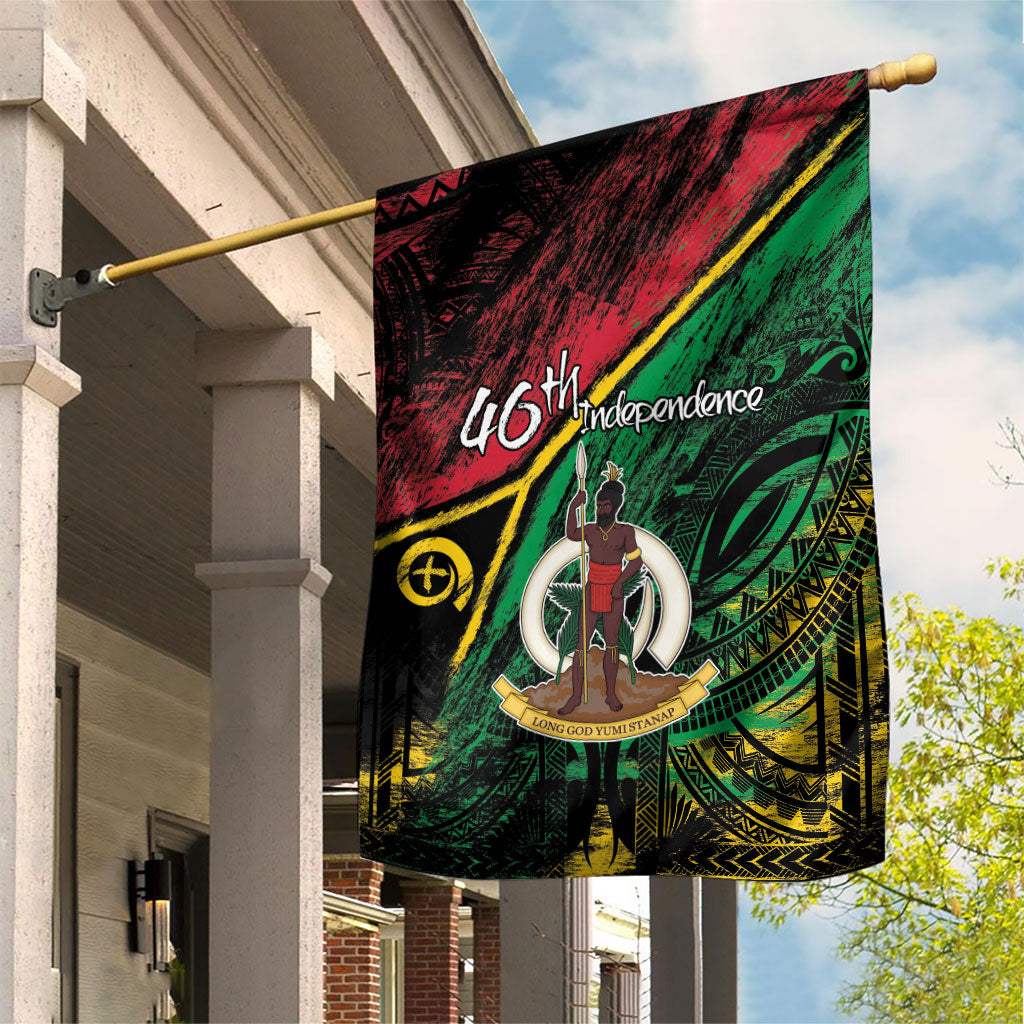 Vanuatu 46th Year Anniversary Garden Flag Vintage Grunge Vanuatu Flag Heritage