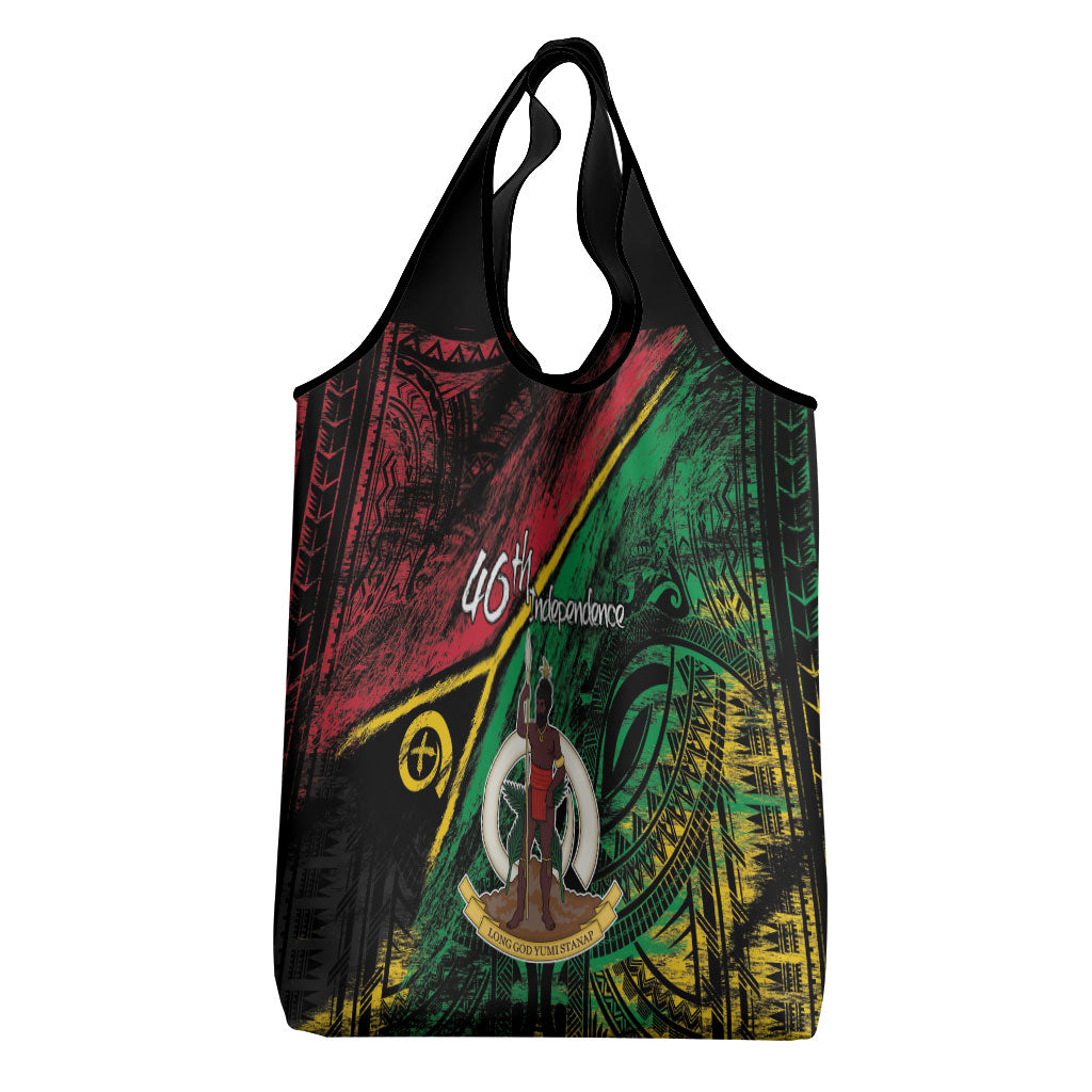 Vanuatu 46th Year Anniversary Grocery Bag Vintage Grunge Vanuatu Flag Heritage LT9 - Polynesian Pride