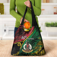 Vanuatu 46th Year Anniversary Grocery Bag Vintage Grunge Vanuatu Flag Heritage LT9 - Polynesian Pride