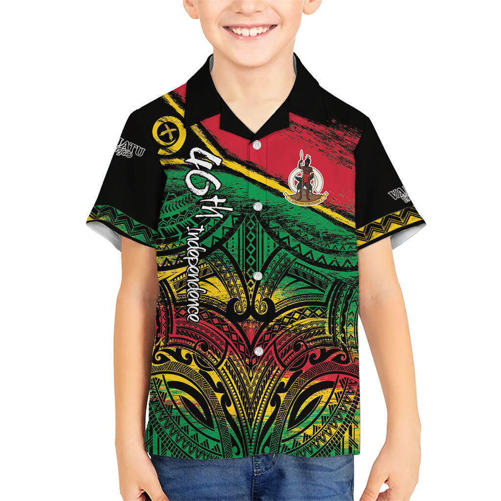 Vanuatu 46th Year Anniversary Hawaiian Shirt Vintage Grunge Vanuatu Flag Heritage LT9 - Polynesian Pride