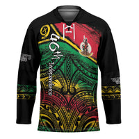 Vanuatu 46th Year Anniversary Hockey Jersey Vintage Grunge Vanuatu Flag Heritage