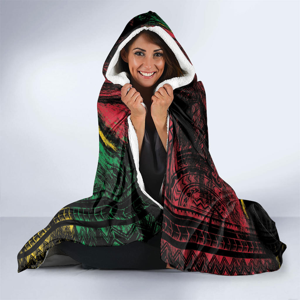 Vanuatu 46th Year Anniversary Hooded Blanket Vintage Grunge Vanuatu Flag Heritage LT9 - Polynesian Pride