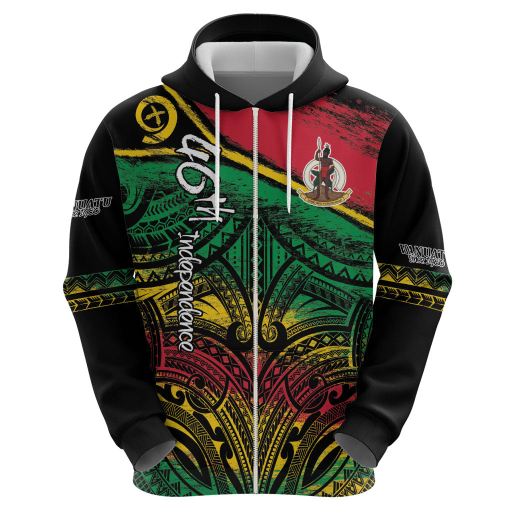 Vanuatu 46th Year Anniversary Hoodie Vintage Grunge Vanuatu Flag Heritage LT9 - Polynesian Pride