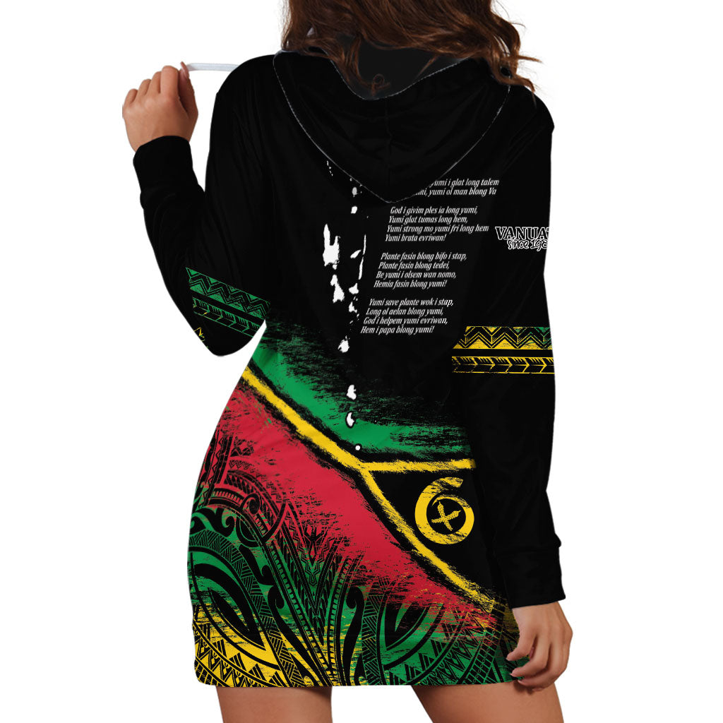 Vanuatu 46th Year Anniversary Hoodie Dress Vintage Grunge Vanuatu Flag Heritage