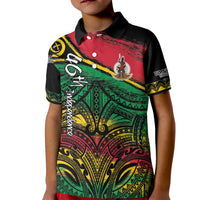 Vanuatu 46th Year Anniversary Kid Polo Shirt Vintage Grunge Vanuatu Flag Heritage LT9 Kid Black - Polynesian Pride