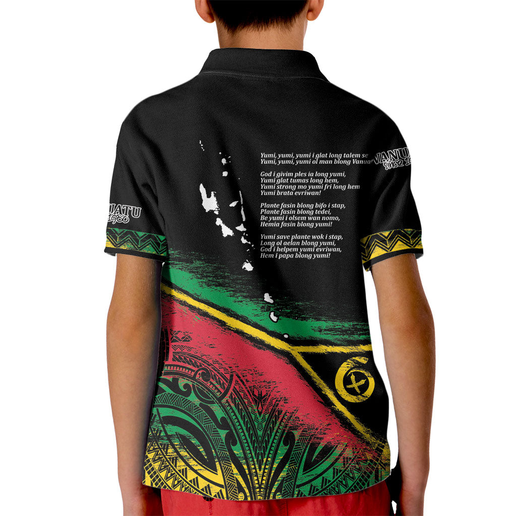 Vanuatu 46th Year Anniversary Kid Polo Shirt Vintage Grunge Vanuatu Flag Heritage LT9 - Polynesian Pride