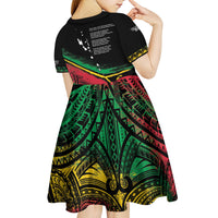Vanuatu 46th Year Anniversary Kid Short Sleeve Dress Vintage Grunge Vanuatu Flag Heritage LT9 - Polynesian Pride