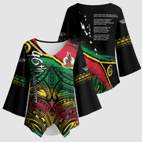 Vanuatu 46th Year Anniversary Kimono Sleeve Blouse Vintage Grunge Vanuatu Flag Heritage LT9 - Polynesian Pride