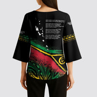 Vanuatu 46th Year Anniversary Kimono Sleeve Blouse Vintage Grunge Vanuatu Flag Heritage LT9 - Polynesian Pride