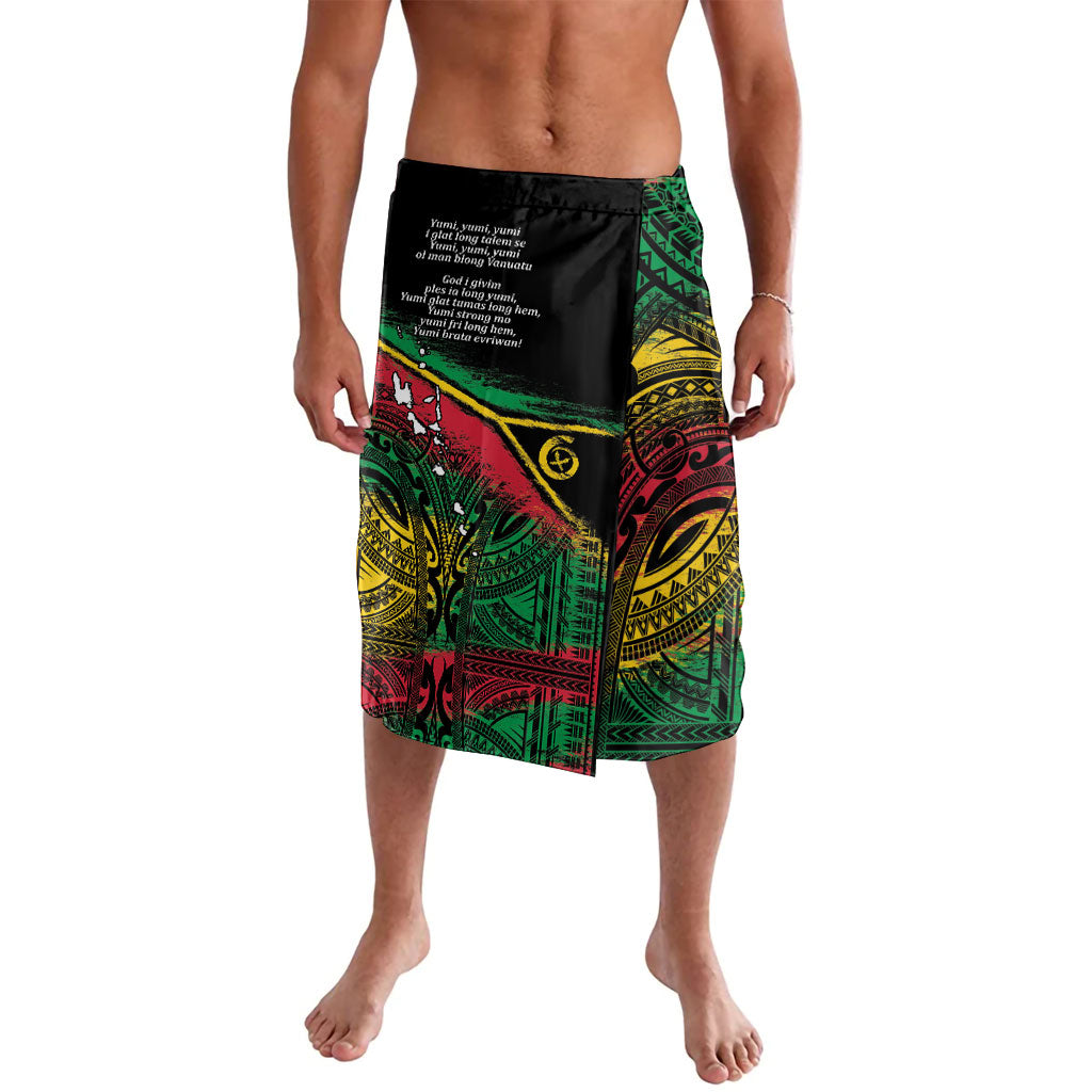Vanuatu 46th Year Anniversary Lavalava Vintage Grunge Vanuatu Flag Heritage LT9 Black - Polynesian Pride