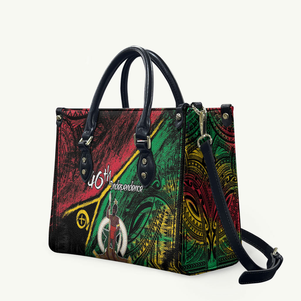 Vanuatu 46th Year Anniversary Leather Bag Vintage Grunge Vanuatu Flag Heritage