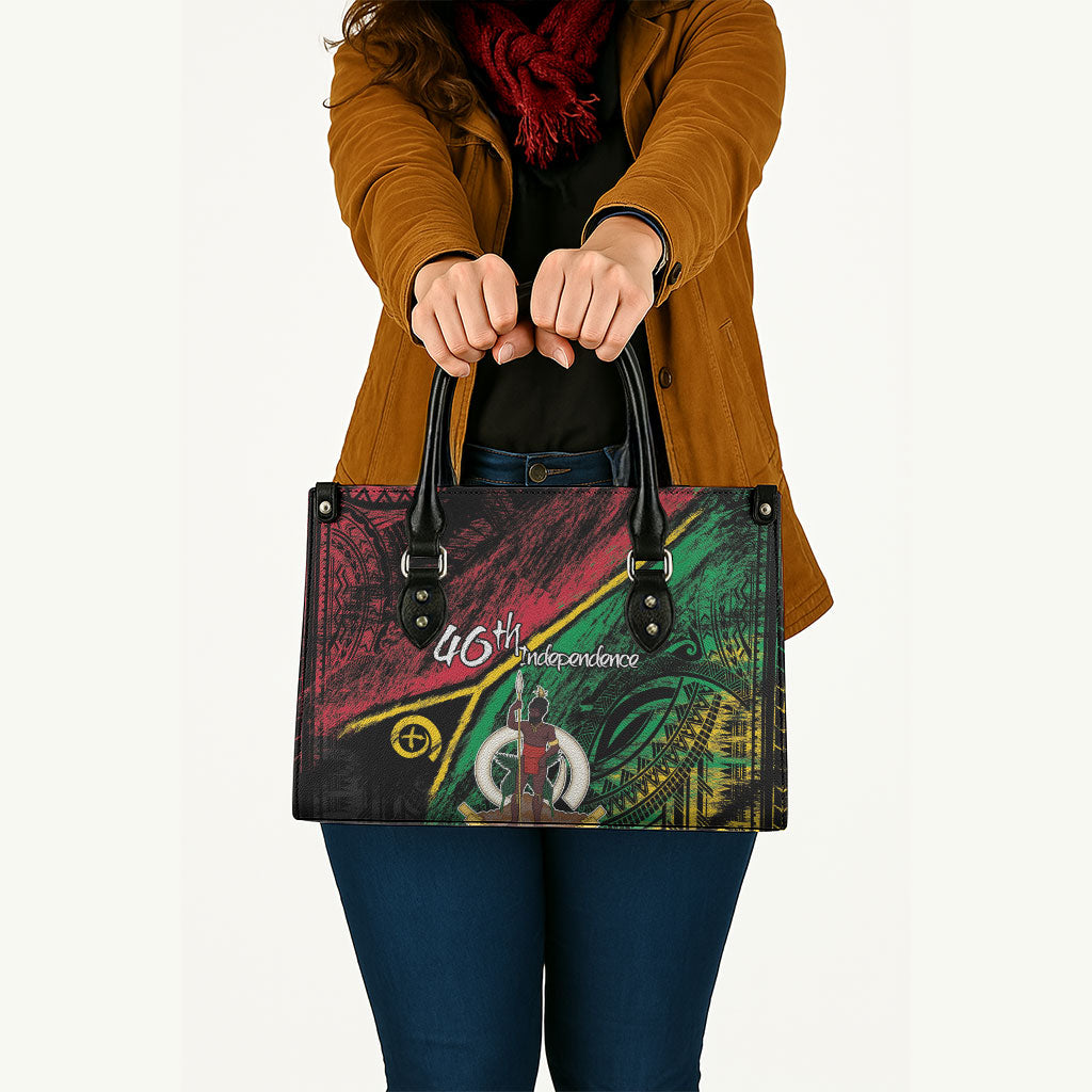 Vanuatu 46th Year Anniversary Leather Bag Vintage Grunge Vanuatu Flag Heritage LT9 - Polynesian Pride