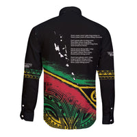 Vanuatu 46th Year Anniversary Long Sleeve Button Shirt Vintage Grunge Vanuatu Flag Heritage