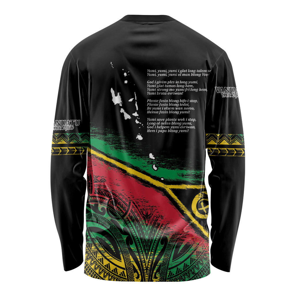 Vanuatu 46th Year Anniversary Long Sleeve Shirt Vintage Grunge Vanuatu Flag Heritage LT9 - Polynesian Pride