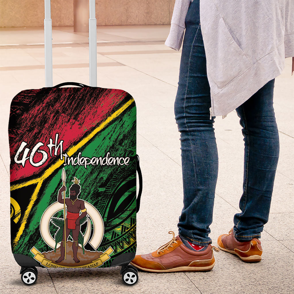 Vanuatu 46th Year Anniversary Luggage Cover Vintage Grunge Vanuatu Flag Heritage