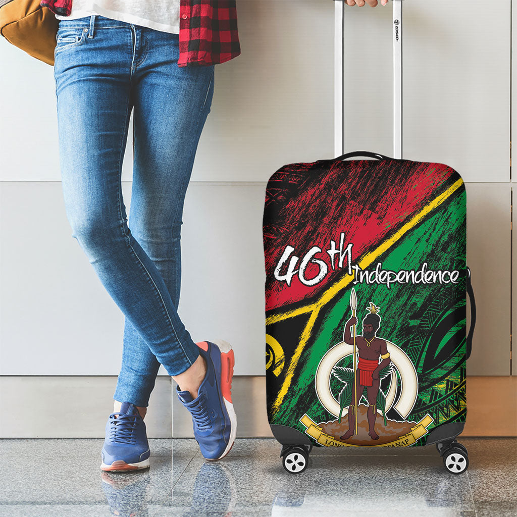 Vanuatu 46th Year Anniversary Luggage Cover Vintage Grunge Vanuatu Flag Heritage LT9 - Polynesian Pride