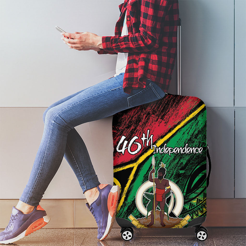 Vanuatu 46th Year Anniversary Luggage Cover Vintage Grunge Vanuatu Flag Heritage LT9 - Polynesian Pride