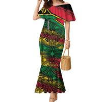 Vanuatu 46th Year Anniversary Mermaid Dress Vintage Grunge Vanuatu Flag Heritage LT9 Women Black - Polynesian Pride
