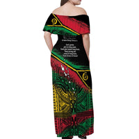Vanuatu 46th Year Anniversary Off Shoulder Maxi Dress Vintage Grunge Vanuatu Flag Heritage