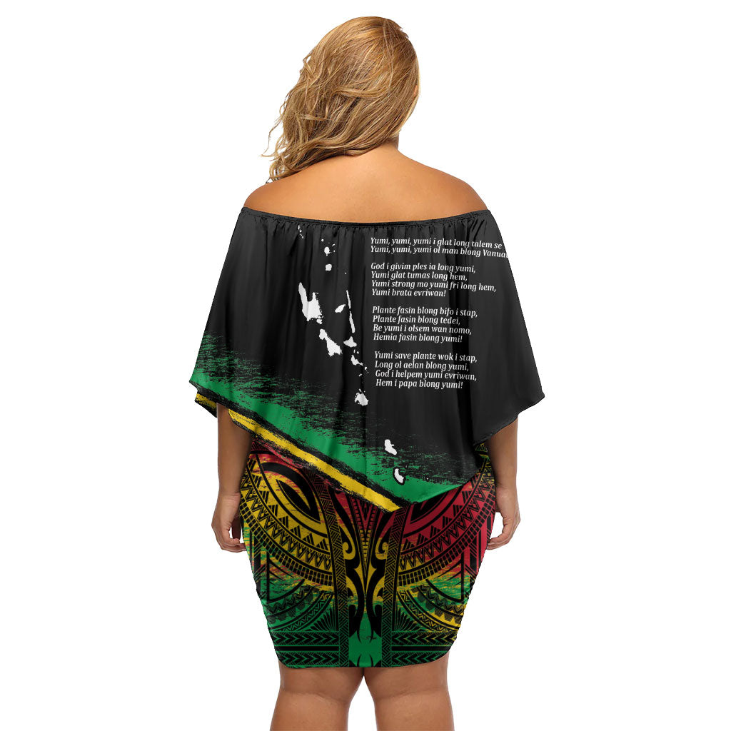 Vanuatu 46th Year Anniversary Off Shoulder Short Dress Vintage Grunge Vanuatu Flag Heritage