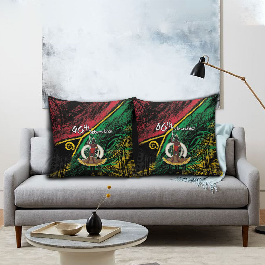Vanuatu 46th Year Anniversary Pillow Cover Vintage Grunge Vanuatu Flag Heritage LT9 - Polynesian Pride