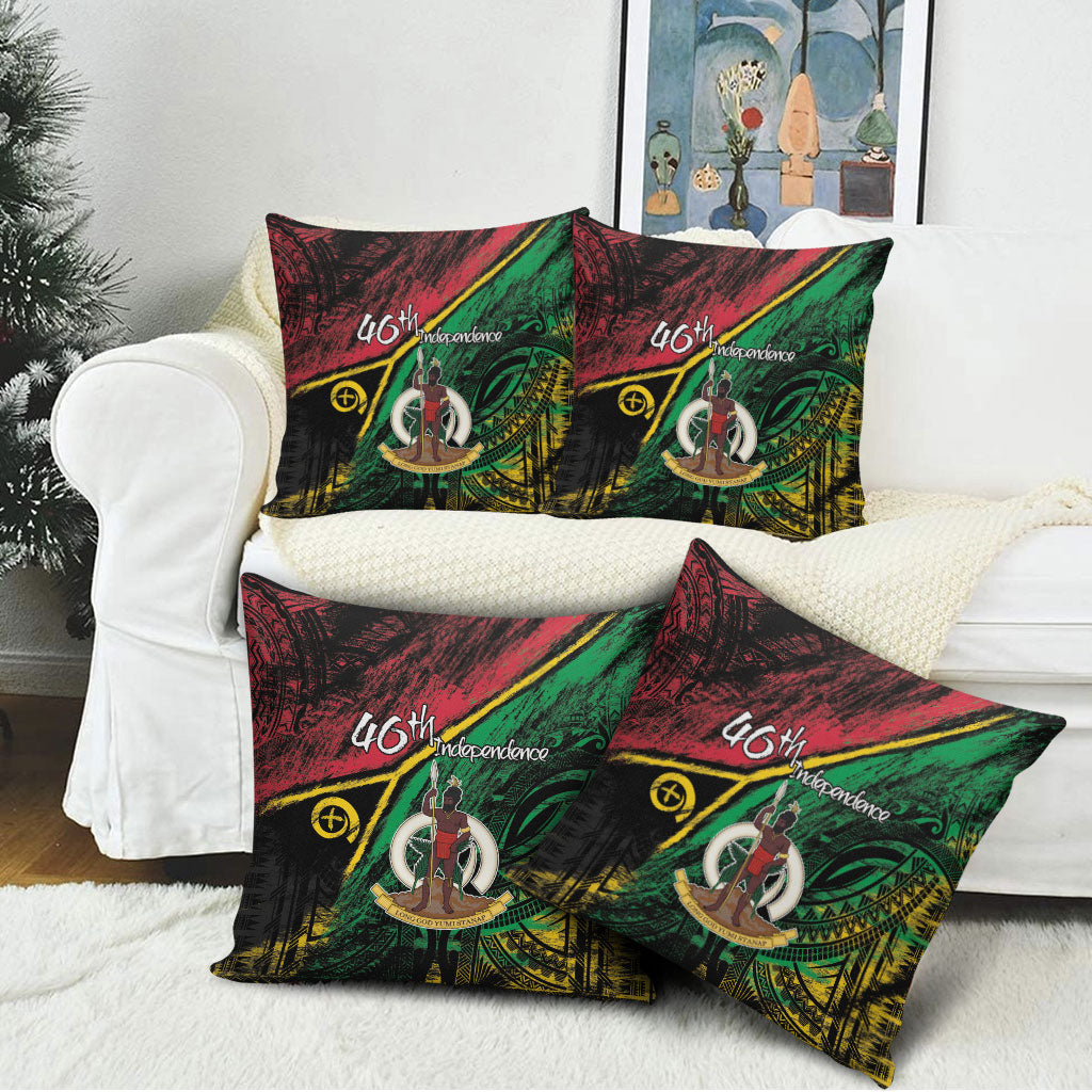 Vanuatu 46th Year Anniversary Pillow Cover Vintage Grunge Vanuatu Flag Heritage LT9 - Polynesian Pride
