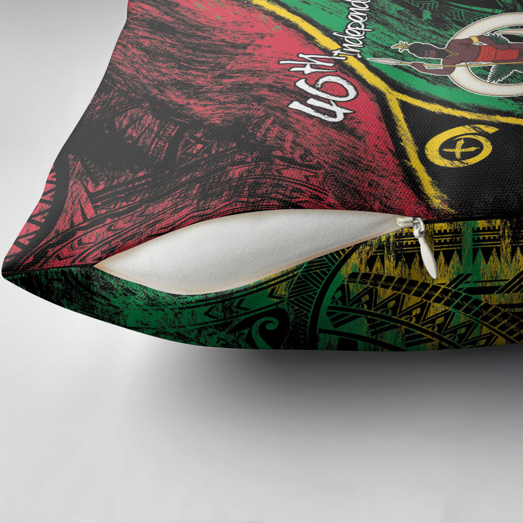 Vanuatu 46th Year Anniversary Pillow Cover Vintage Grunge Vanuatu Flag Heritage LT9 - Polynesian Pride