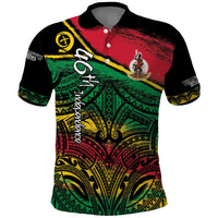 Vanuatu 46th Year Anniversary Polo Shirt Vintage Grunge Vanuatu Flag Heritage LT9 Black - Polynesian Pride
