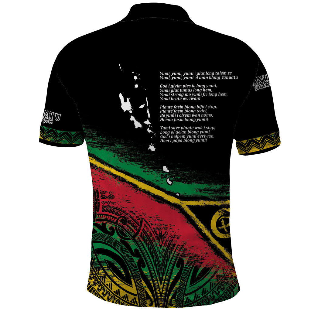 Vanuatu 46th Year Anniversary Polo Shirt Vintage Grunge Vanuatu Flag Heritage LT9 - Polynesian Pride