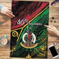 Vanuatu 46th Year Anniversary Puzzle Vintage Grunge Vanuatu Flag Heritage LT9 Black - Polynesian Pride