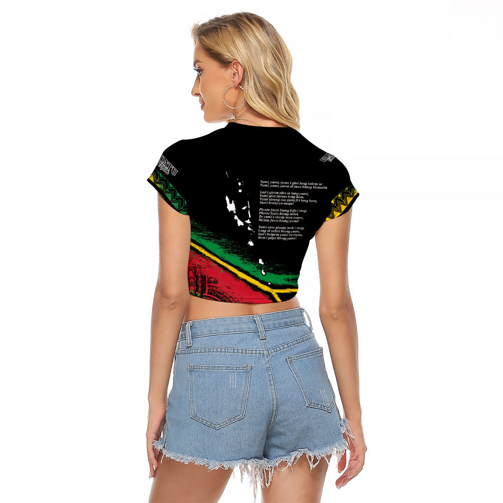 Vanuatu 46th Year Anniversary Raglan Cropped T Shirt Vintage Grunge Vanuatu Flag Heritage LT9 - Polynesian Pride