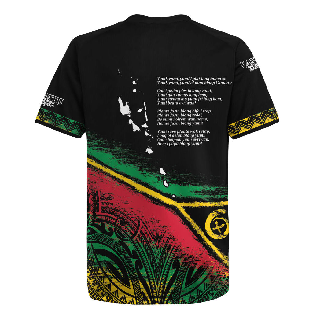 Vanuatu 46th Year Anniversary Rugby Jersey Vintage Grunge Vanuatu Flag Heritage