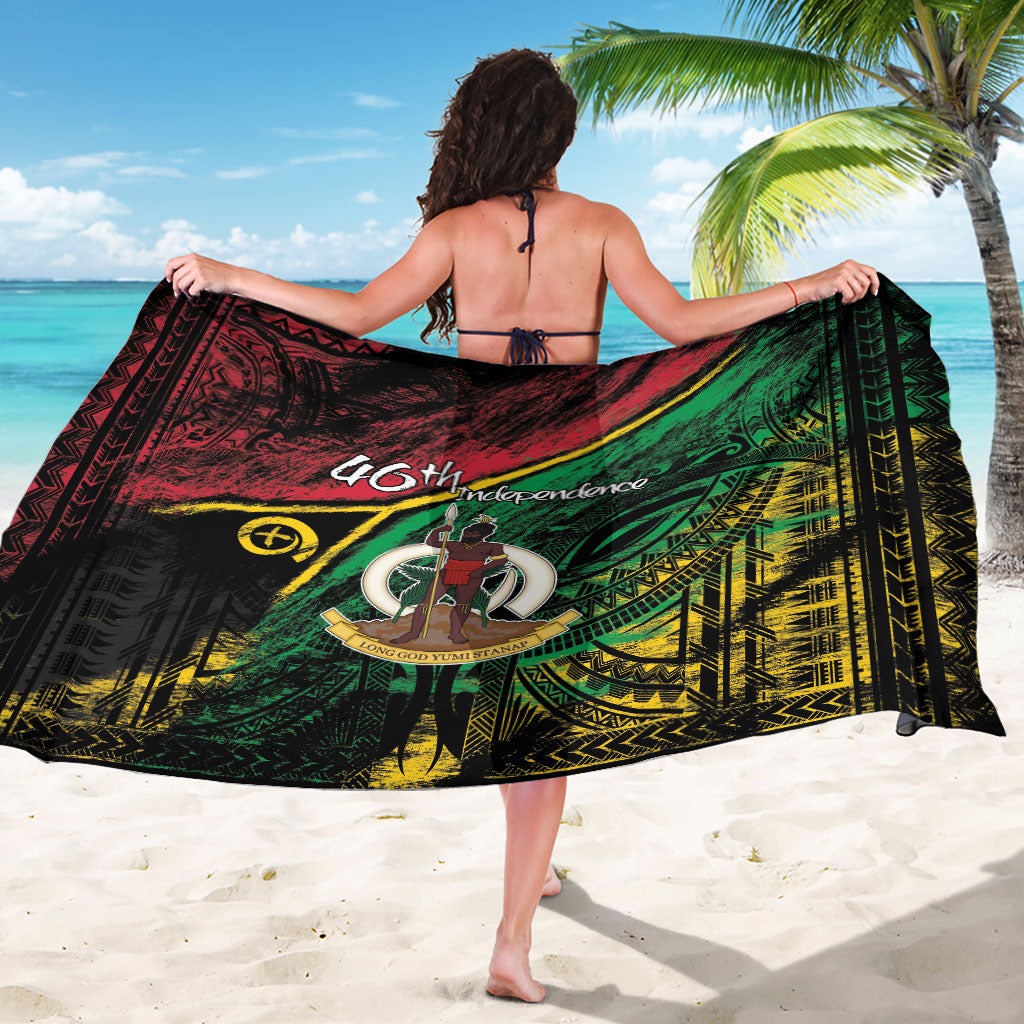 Vanuatu 46th Year Anniversary Sarong Vintage Grunge Vanuatu Flag Heritage LT9 - Polynesian Pride