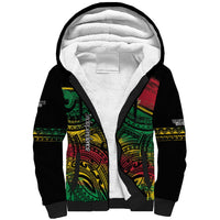 Vanuatu 46th Year Anniversary Sherpa Hoodie Vintage Grunge Vanuatu Flag Heritage LT9 Unisex Black - Polynesian Pride