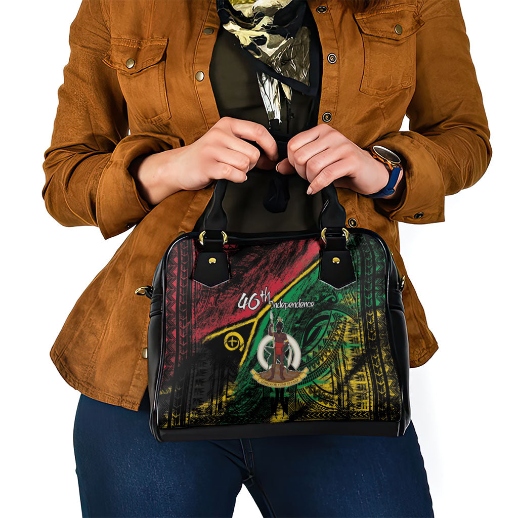 Vanuatu 46th Year Anniversary Shoulder Handbag Vintage Grunge Vanuatu Flag Heritage