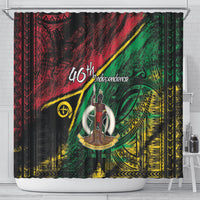 Vanuatu 46th Year Anniversary Shower Curtain Vintage Grunge Vanuatu Flag Heritage LT9 - Polynesian Pride