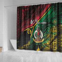 Vanuatu 46th Year Anniversary Shower Curtain Vintage Grunge Vanuatu Flag Heritage LT9 - Polynesian Pride