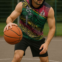 Vanuatu 46th Year Anniversary Sleeveless Hoodie Vintage Grunge Vanuatu Flag Heritage LT9 - Polynesian Pride