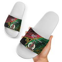 Vanuatu 46th Year Anniversary Slide Sandals Vintage Grunge Vanuatu Flag Heritage