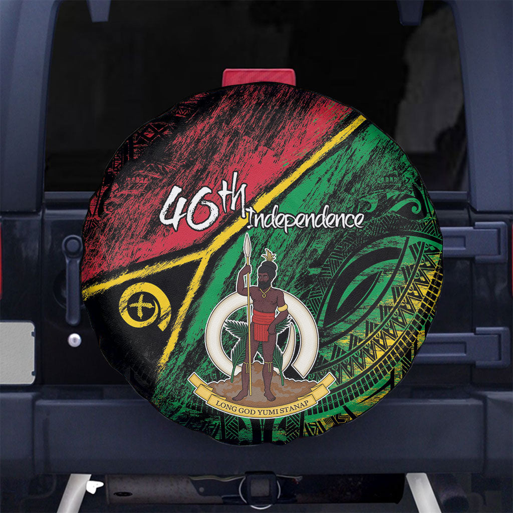 Vanuatu 46th Year Anniversary Spare Tire Cover Vintage Grunge Vanuatu Flag Heritage