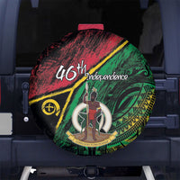 Vanuatu 46th Year Anniversary Spare Tire Cover Vintage Grunge Vanuatu Flag Heritage LT9 No hole Black - Polynesian Pride