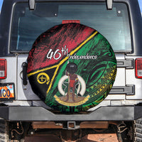 Vanuatu 46th Year Anniversary Spare Tire Cover Vintage Grunge Vanuatu Flag Heritage LT9 Black - Polynesian Pride