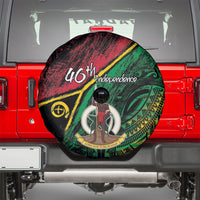 Vanuatu 46th Year Anniversary Spare Tire Cover Vintage Grunge Vanuatu Flag Heritage LT9 - Polynesian Pride