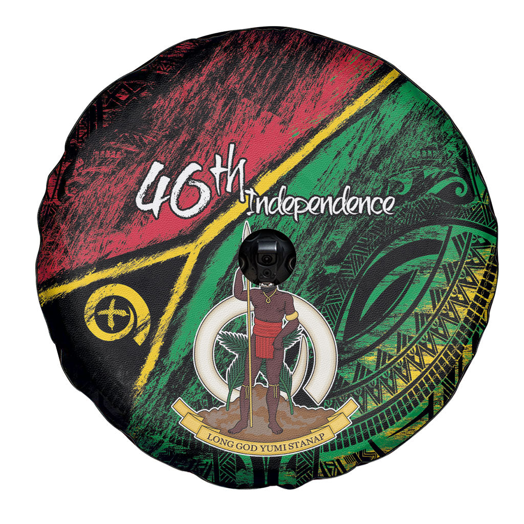Vanuatu 46th Year Anniversary Spare Tire Cover Vintage Grunge Vanuatu Flag Heritage LT9 - Polynesian Pride
